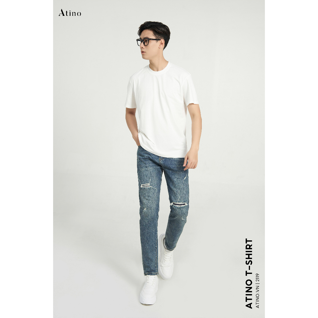 Áo Thun Ngắn Tay Nam Trơn Cổ Tròn ATINO Chất Cotton Thoáng Mát form Slim-Fit - Áo Phông Nam AP5.2119