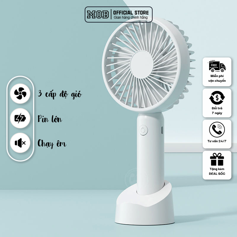 Quạt mini cầm tay MOB-Q04 quạt tích điện 3 cấp độ gió nhỏ gọn tiện lợi