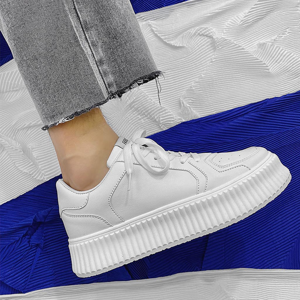 Giày sneaker trắng da cao cấp ullzang đế cao răng cưa phong cách năng động trẻ trung G66