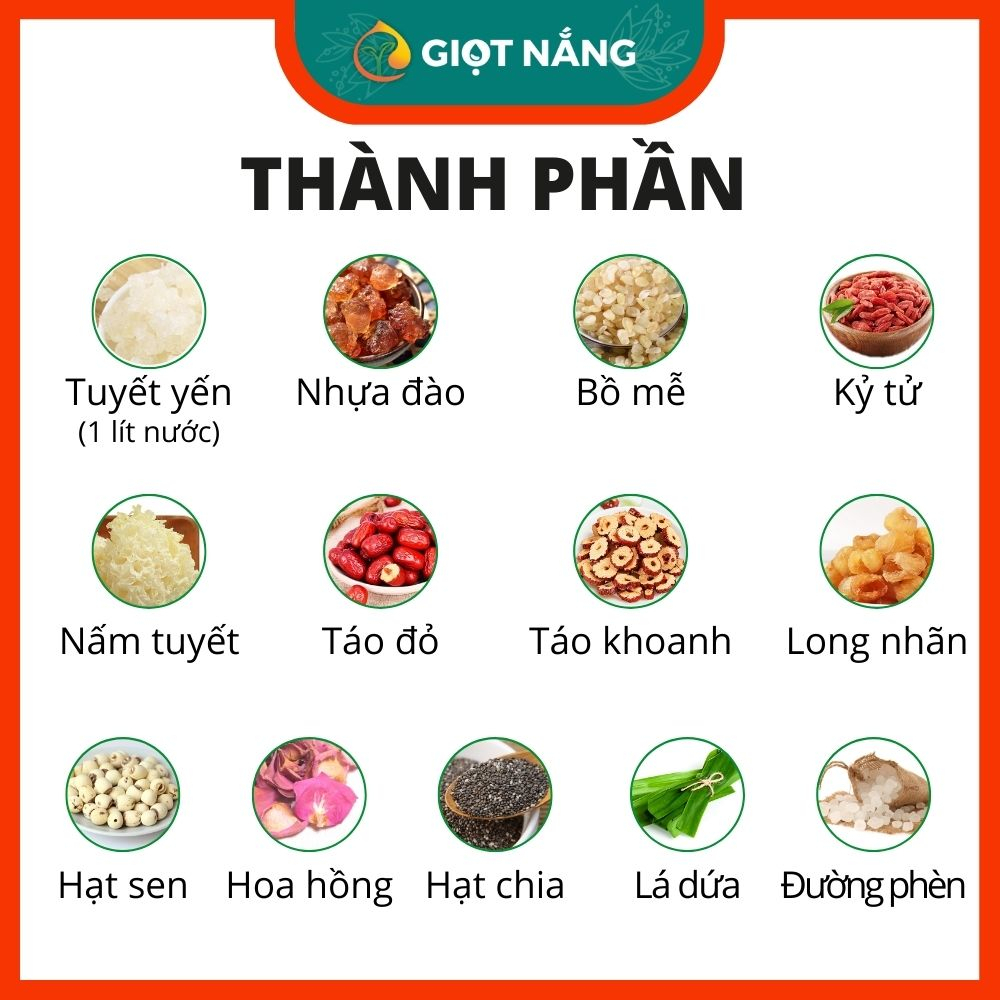 Set nguyên liệu nấu chè dưỡng nhan 25 30 chén Nông sản Giọt Nắng