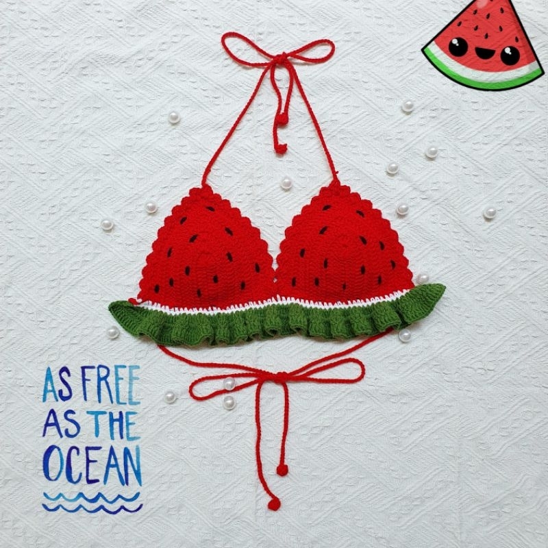 BIKINI LEN HỌA TIẾT DƯA HẤU HANDMADE