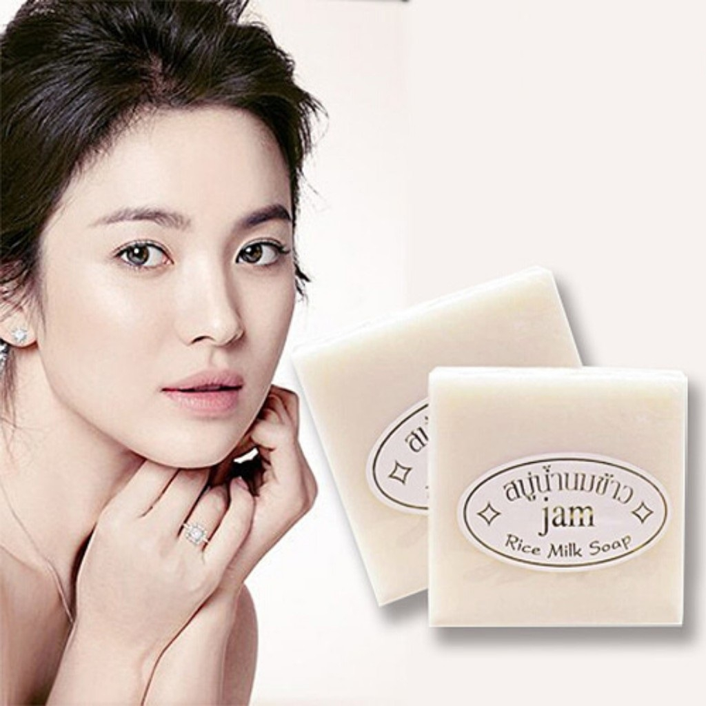 Xà Phòng Cám Gạo Jam Rice Milk Soap Sữa Tươi trắng da Thái Lan cho mặt và cơ thể 60g