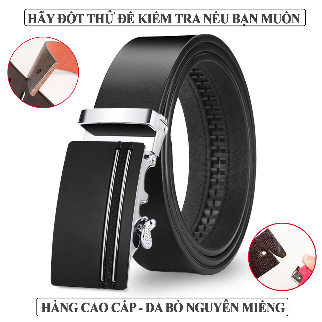 Thắt Lưng Nam Da Bò Thật Nguyên Miếng Cao Cấp VICENZO Khóa Hợp Kim Đúc Chống Rỉ, Dây Thắt Lưng Nam Da Bò BH 1 Năm