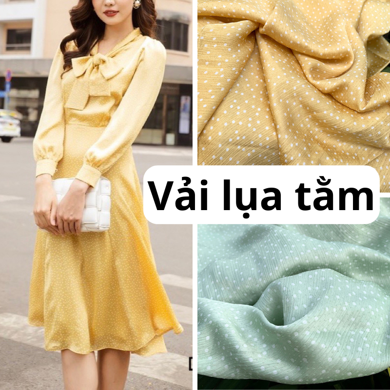 Vải Lụa tằm chất liệu mềm, co giãn, có độ bóng nhẹ, đang bán giá khuyến mãi, chị em chốt sớm để được hưởng giá tốt.