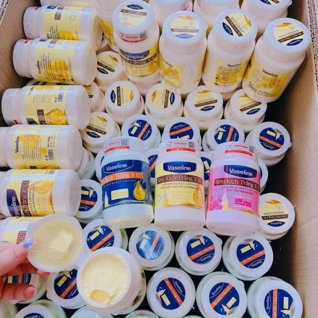 Hũ Kem kích trắng da Vaseline ban đêm Thái Lan hộp 200gram-3 MÀU