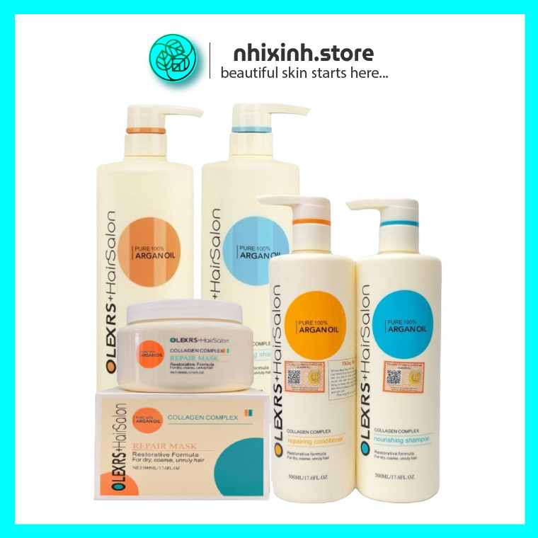 Cặp Dầu Gội Xả Olexrs Argan Oil Collagen Hair Salon 500ML-960ML