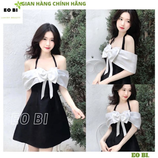 Đầm Tafta Cổ Yếm Trễ Vai Dự Tiệc Siêu Xinh, Váy Công Chúa Bản Nơ To Trước Ngực Bèo Rớt Vai Phong Cách Sang Chảnh - EOBI