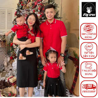 Set áo thun polo gia đình fig tree màu đỏ tươi tắn rực rỡ