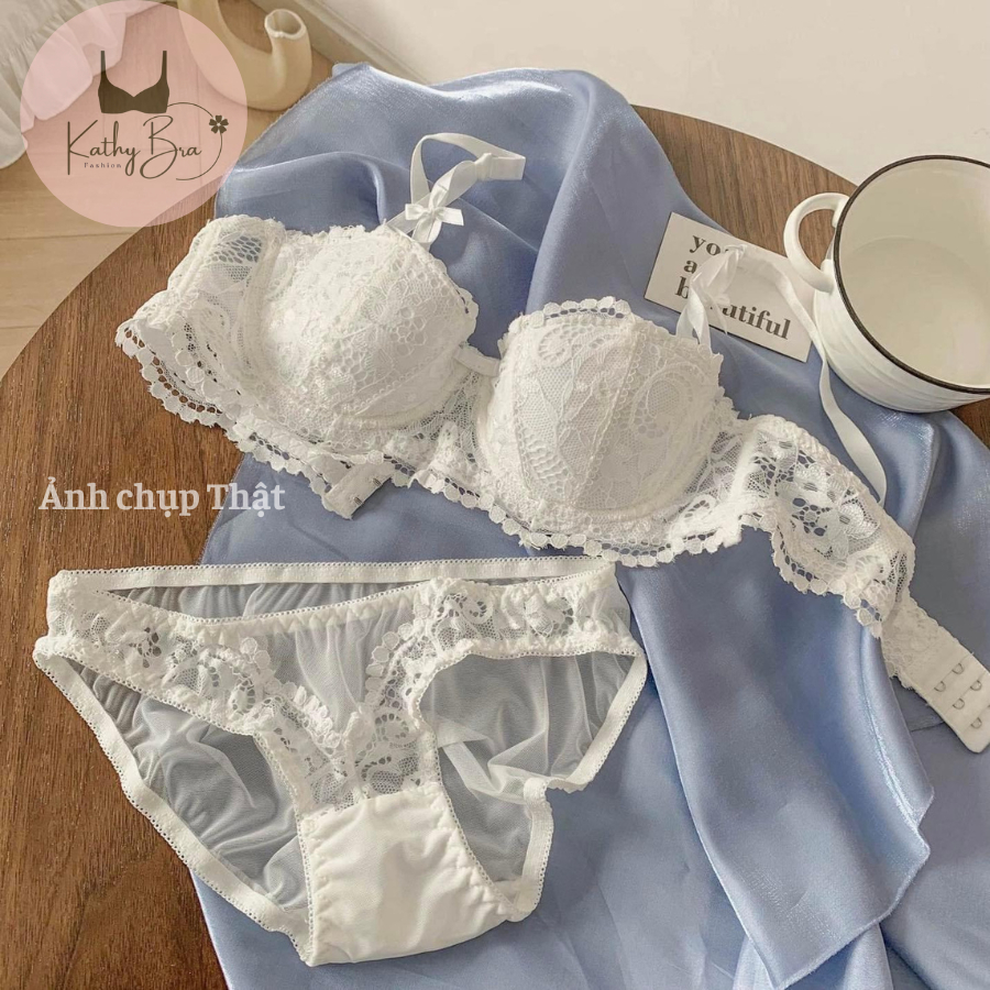 A26 Set Bộ Đồ Lót Ren KATHY BRA Cúp Ngang Có Gọng Mút Vừa Nâng Ngực Sexy Gợi Cảm cho Nữ Chất Mềm Mại | BigBuy360 - bigbuy360.vn