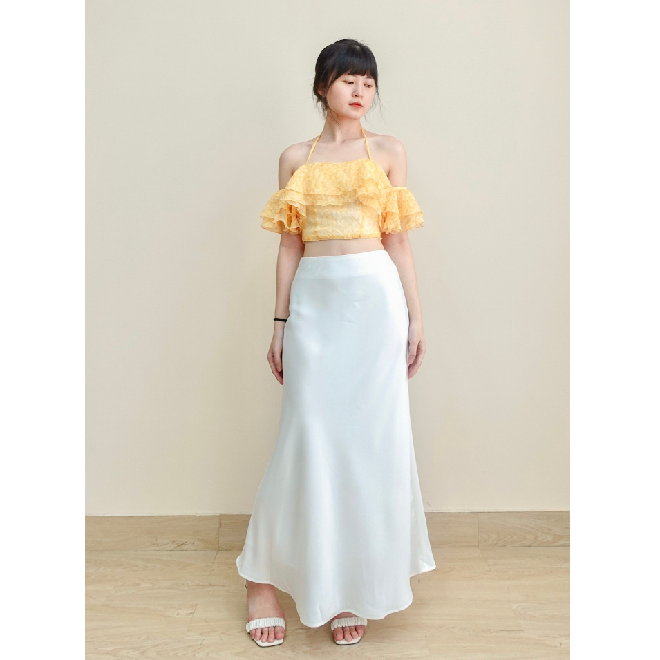 Chân váy lụa cạp trễ dáng dài cao cấp La Boutique sang trọng quyến rũ