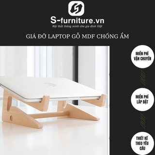 Giá Đỡ Laptop, Kệ Laptop Tản Nhiệt Tự Nhiên Bằng Gỗ Cho Laptop Size L Chất Liệu Gỗ Cao Su Ép Thiết Kế Thông Minh