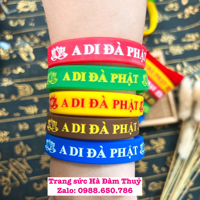 Vòng A Di Đà Phật chất liệu cao xu - Hàng loại 1