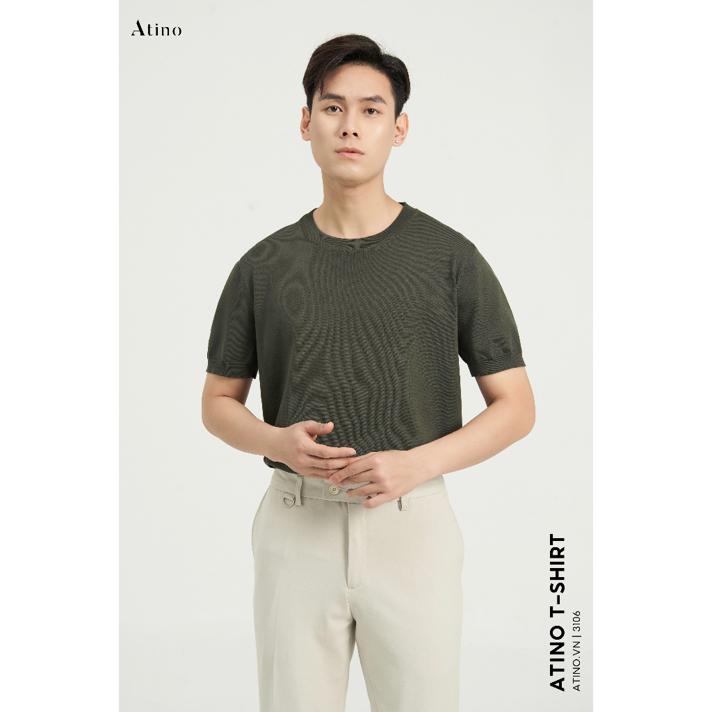 Áo Thun Cổ Tròn Nam ATINO Vải Len Viscose Trẻ Trung Form Regular AP4.3106