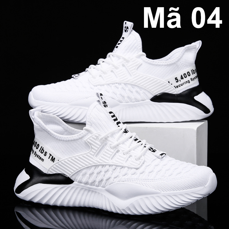Giày Thể Thao Nam, Giày Sneaker, Giày Vải Màu Trắng Vảy Cá Mã 04