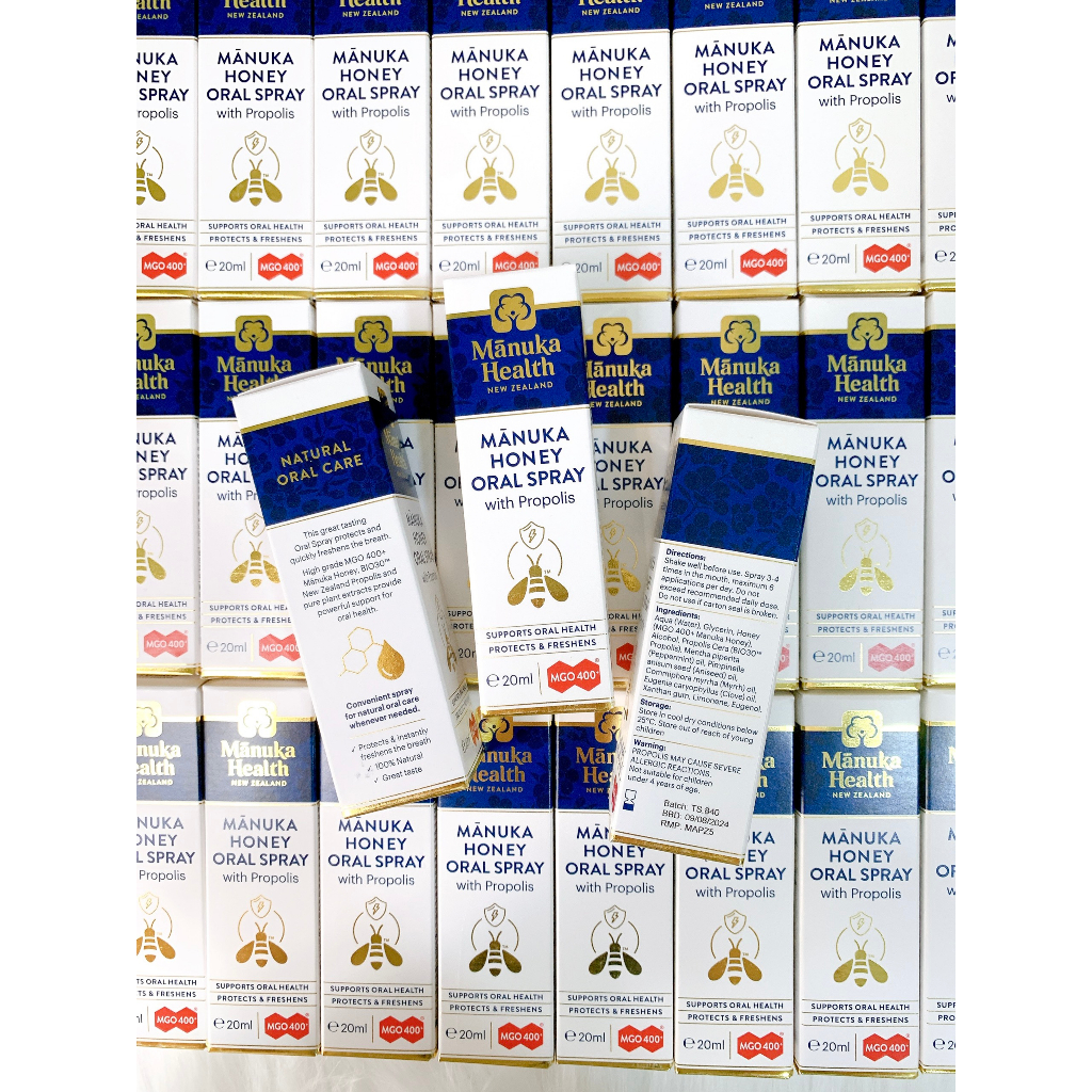 Xịt Họng Keo Ong Manuka Honey Oral Spray With Propolis 20ml thích hợp bé/trẻ trên 4 tuổi