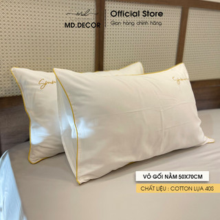 01 Vỏ Gối Nằm MD.DECOR - Bedding Lụa Tencel 60s Cao Cấp Màu Trơn 50x70cm