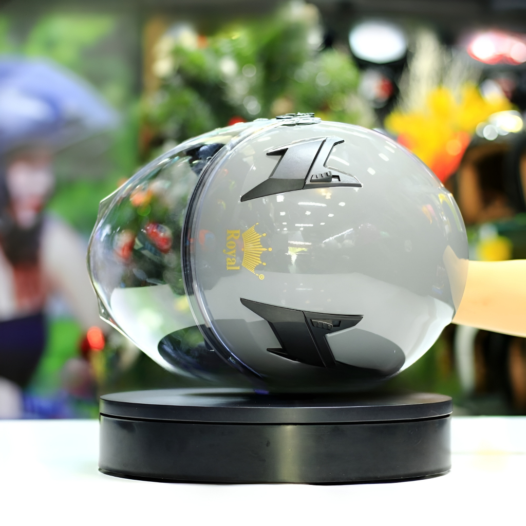 NÓN BẢO HIỂM 3/4 2 KÍNH ROYAL M268 MÀU XÁM XI MĂNG CHÍNH HÃNG BẢO HÀNH 12 THÁNG