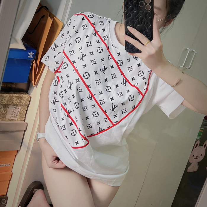 Áo Phông In Họa Tiết LV Dáng Rộng Cho Nam Nữ | BigBuy360 - bigbuy360.vn