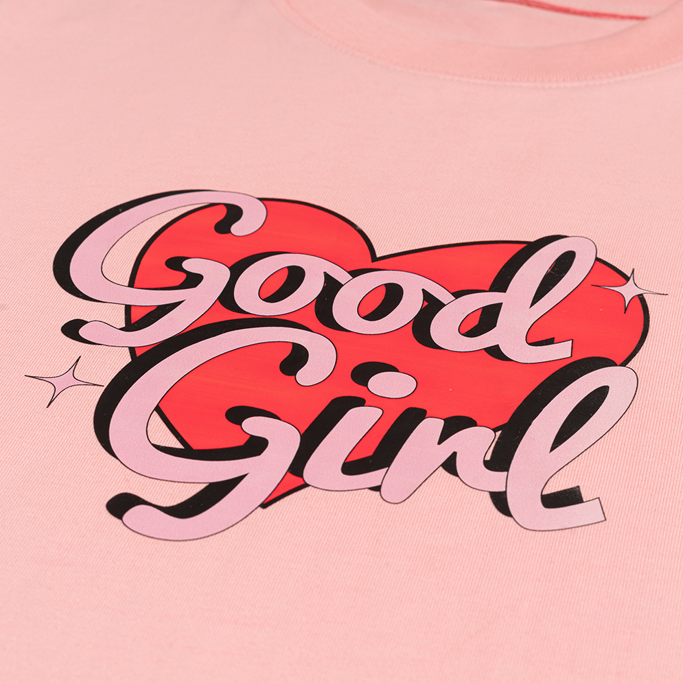 Áo Thun Baby Tee THE GOOD "Goodgirl", Áo Phông, Áo Thun Nữ Form Fit In Hình Trái Tim 4 Màu Basic