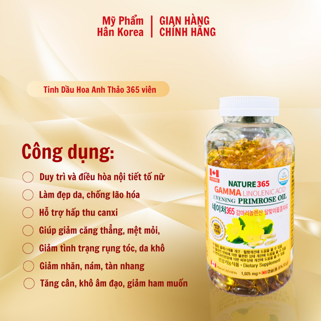 Tinh dầu hoa anh thảo 365 viên  - HÂN KOREA