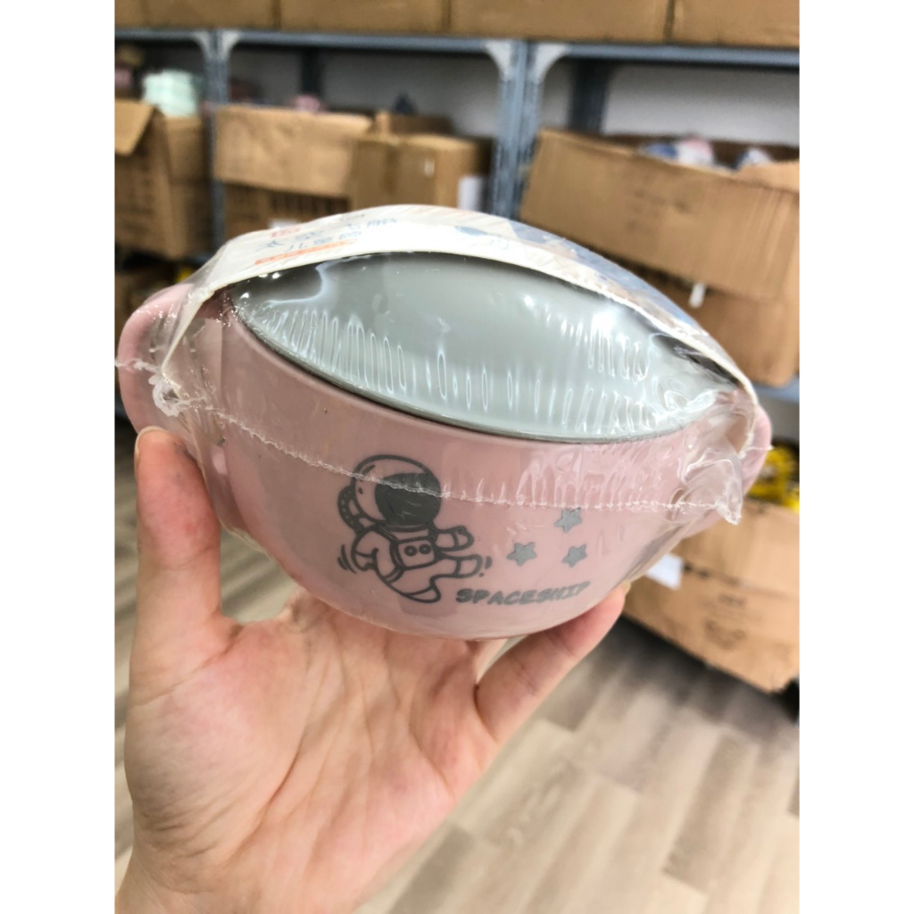 Tô ăn dặm cho bé dĩa bay dễ thương nhựa PP có nắp đậy và quai cầm 6543