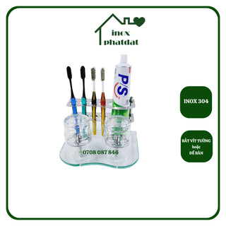 Kệ để bàn chải đánh răng bắt vít treo tường Inox 304 PHÁT ĐẠT, kệ ly súc miệng, giá cắm bàn chải đánh răng (SP072)