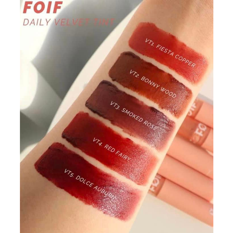Son Kem Lì Thuần Chay, Mịn Mượt Lâu Trôi Hàn Quốc Foif Daily Velvet Tint 3g