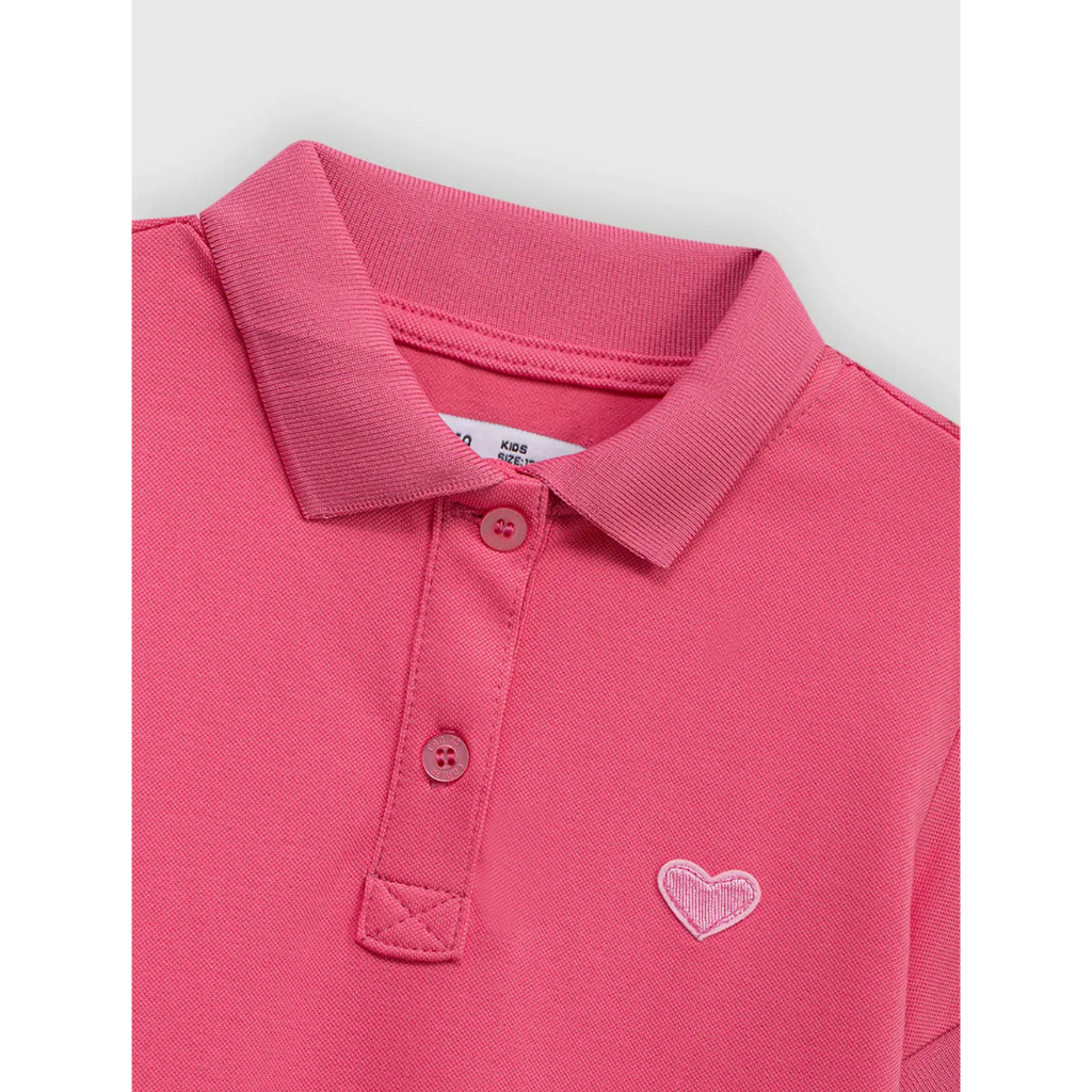 CANIFA Áo polo hồng bé gái thêu trái tim