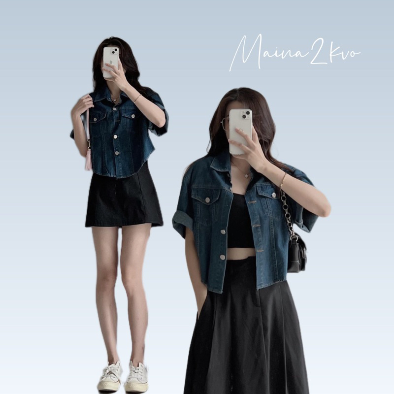 Áo sơ mi denim croptop dễ mix đồ