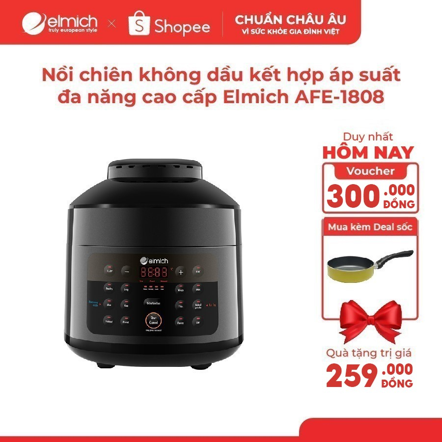 Nồi chiên không dầu kết hợp áp suất đa năng cao cấp Elmich AFE-1808