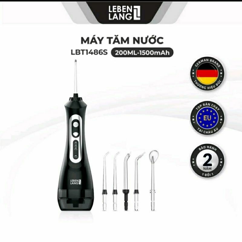 TĂM NƯỚC LEBENLANG LBT1486S - ĐỨC - BẢO HÀNH 02 NĂM, tặng 5 đầu thay thế. túi đựng, có chế độ trẻ em