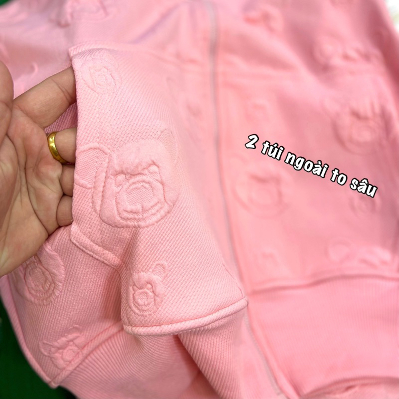 Áo khoác dập nổi cao cấp xỏ ngón kéo cao ( kèm túi trong ) nón to