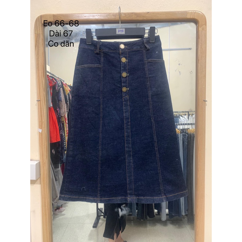 Chân váy jean dài siêu phẩm 2hand chọn trên live vào 12h30 và 19h30