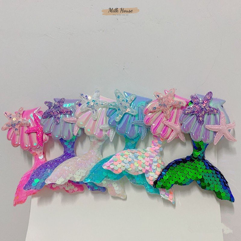 Kẹp tóc, bờm tóc nàng tiên cá nhiều màu sắc cho bé gái