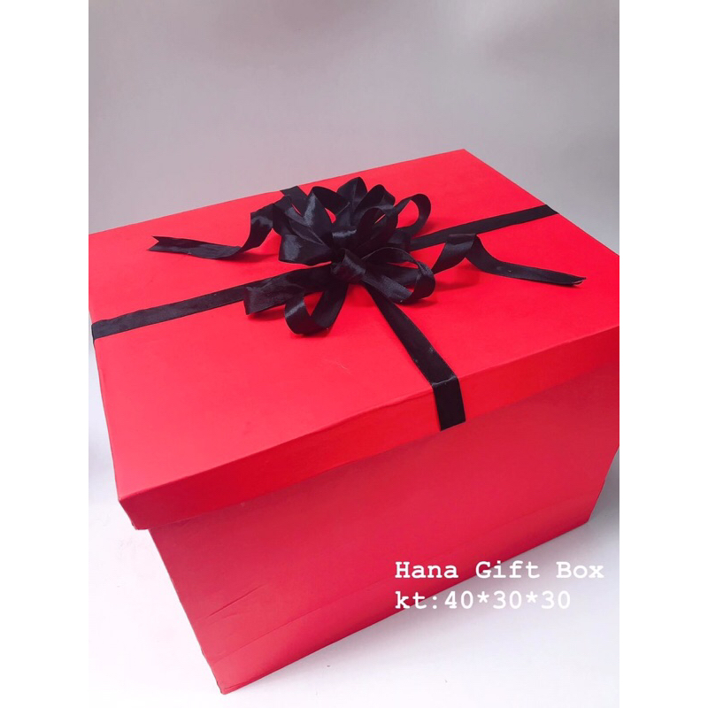 Hộp lớn full đỏ nơ đen size 40*30*30 #HanaGiftBox