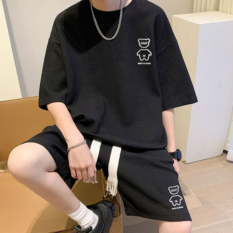 Set bộ cộc tay gấu - Myndi_clothes - bộ quần tay lỡ chất vải tổ ong mặc hè, đi chơi siêu phong cách, set thể thao 5 màu