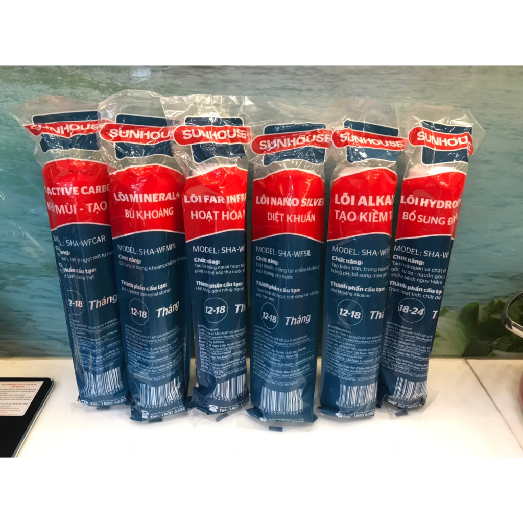 Tron bộ Combo 6 lõi lọc khoáng Sunhouse 5678910 - Hàng chính hãng - Dùng thay thế cho máy lọc RO