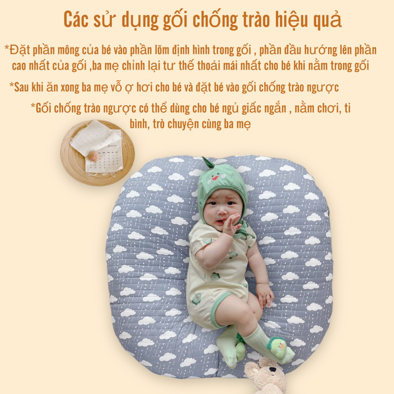 Gối chống trào ngược cho bé sơ sinh cao cấp Vuông Tròn