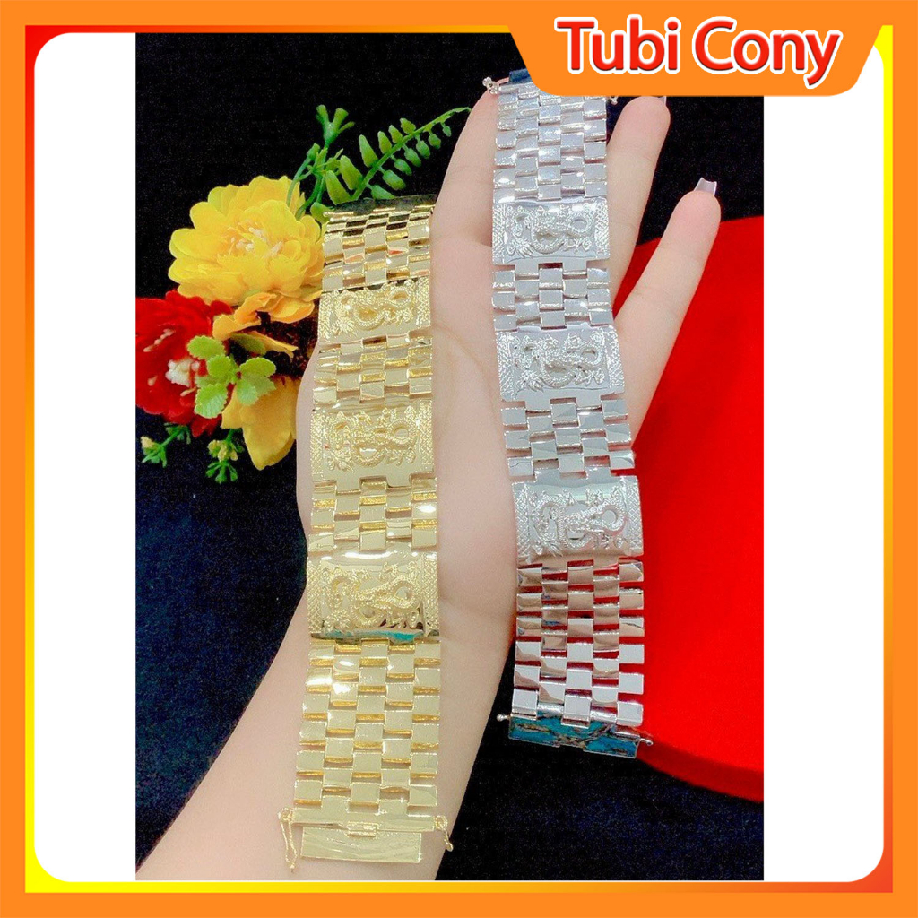 Lắc tay nam chạm rồng mạ vàng or bạch kim mẫu 24423