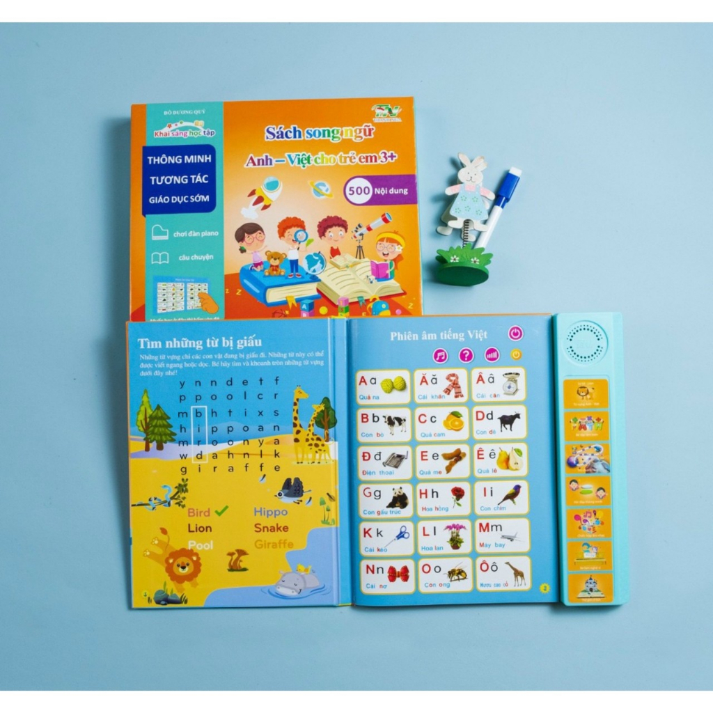 Sách nói Điện tử Song ngữ Anh - Việt cho trẻ em 3+, Sách điện tử đa chức năng giáo dục sớm {Ánh Dương - Store 01 }