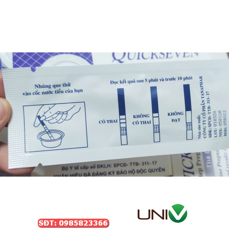 Que thử thai Quickseven  hộp 1 que - Chính hãng Tanaphar - UNIV