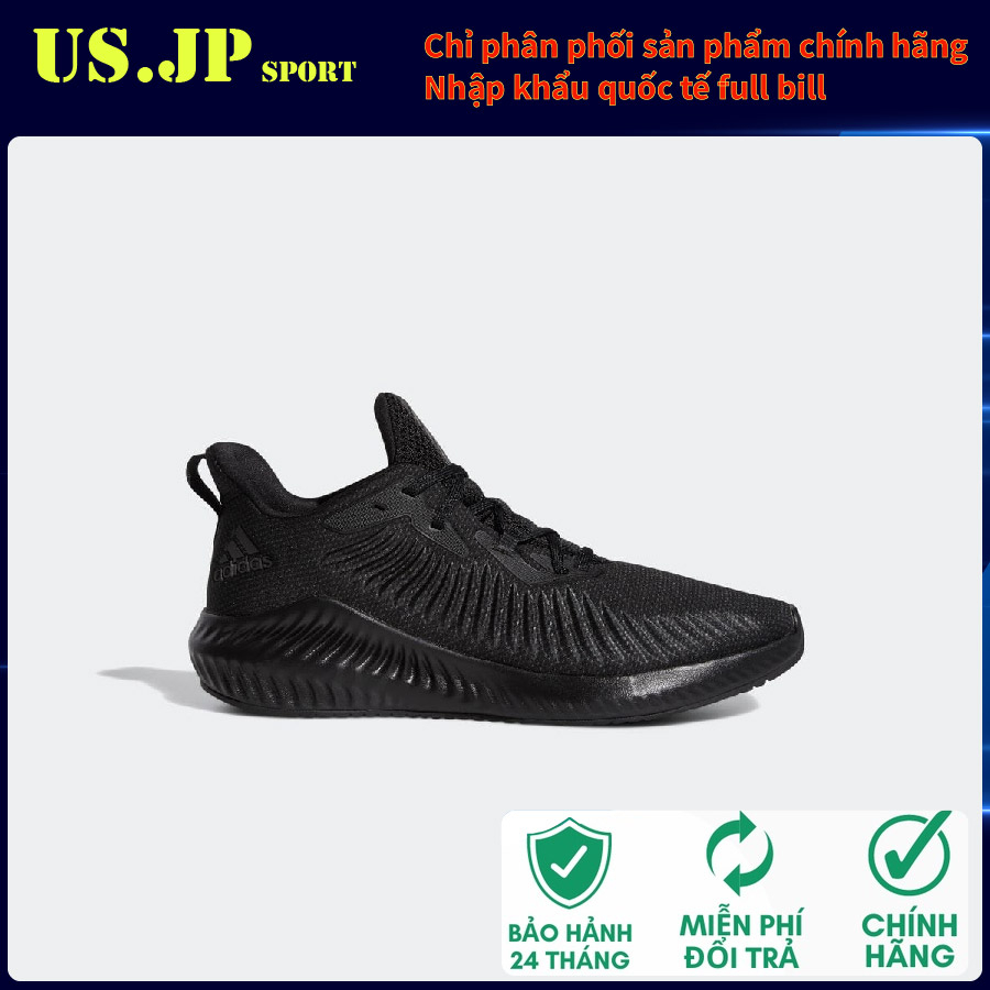 Giày chạy bộ Adidas chính hãng Alphabounce+ êm bền bỉ thoáng khí Nam full đen EG1391 USJPsport