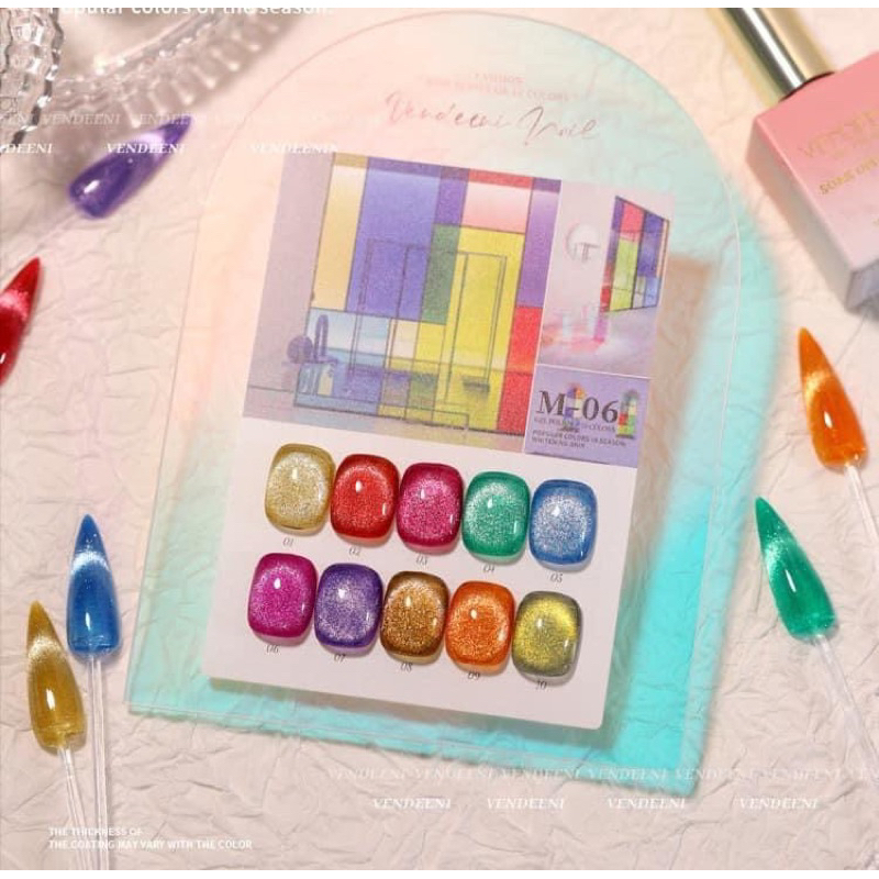 Set mắt mèo nhũ 9D set 10 chai sơn tặng kèm bản màu và 1 cây hơ mắt mèo💅💅💅