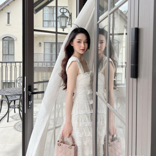 Đầm Thiết Kế MAY HT-1 Chất Liệu Ren Xếp Tầng Màu Trắng - Đầm Dự Tiệc Sang Trọng Chuẩn MAY