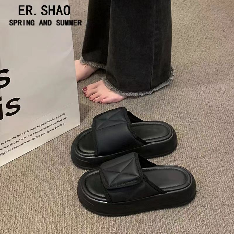 Dép sandal đế dày dép đi trong nhà thoải mái với bánh mì đế dày Velcro