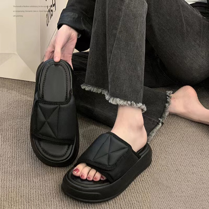 Dép sandal đế dày dép đi trong nhà thoải mái với bánh mì đế dày Velcro