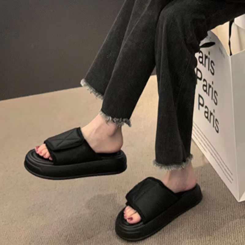 Dép sandal đế dày dép đi trong nhà thoải mái với bánh mì đế dày Velcro