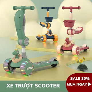 Xe Trượt Scooter Cao Cấp, Xe Chòi Chân Cho Bé 3 In 1, Giúp Bé Vận Động Thoả Thích, Có Đèn Led Vĩnh Cửu Kèm Nhạc