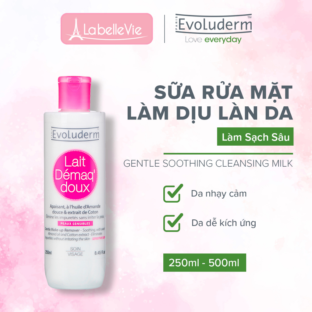 Sữa rửa mặt Evoluderm dưỡng ẩm dịu nhẹ dành cho da nhạy cảm 250ml