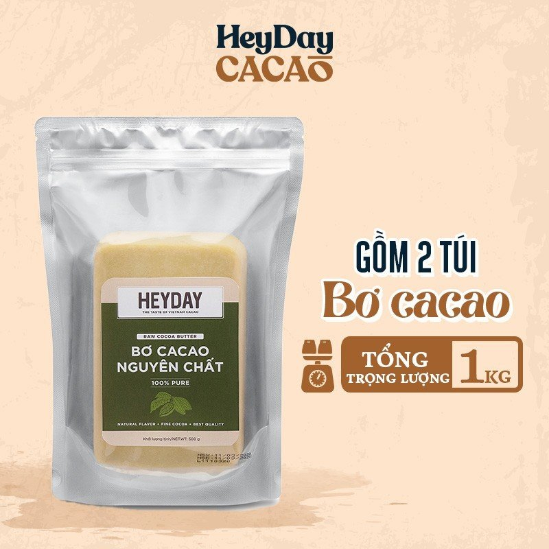 1kg Bơ cacao nguyên chất Heyday - Raw cocoa butter - Heyday Cacao